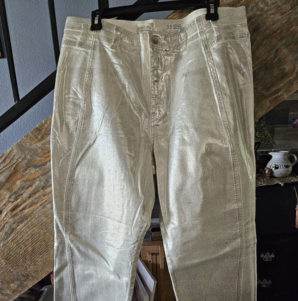 Pilcro Shimmering Silver Pants